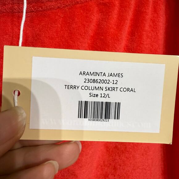 Araminta James Coral Terry Column Skirt Sz L NWT - Picture 9 of 15